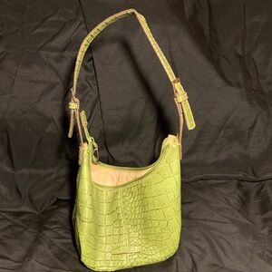 Nine & Co. Lime Green Crocodile-Embossed Shoulder Bag